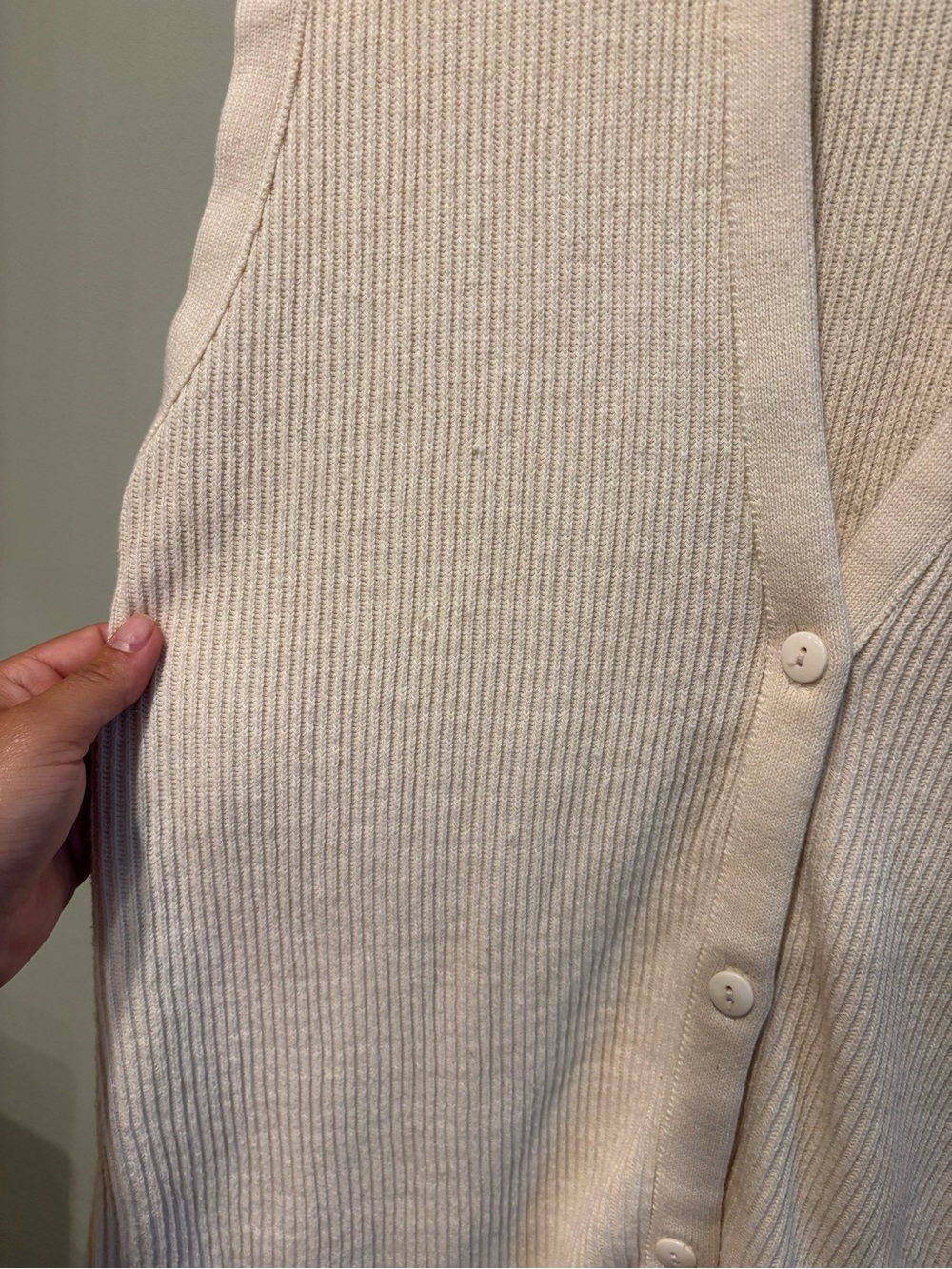Vintage Cream Ribbed Button-Front Tank - Picture 2 of 5